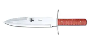Kniv med spets och rött Micarta handtag
