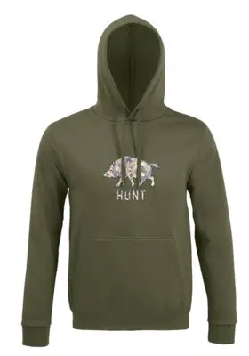 Hoodie med vildsvinsmotiv