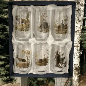 Ölglas med vildtmotiv (6 glas)