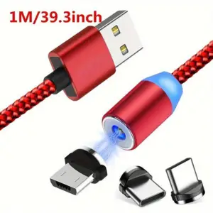 usb till usb-c och usb-micro - kabel - röd