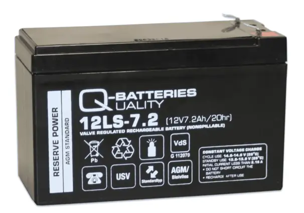 Q-Batteries 12LS-12V 7,2Ah AGM-batteri VdS-godkänt