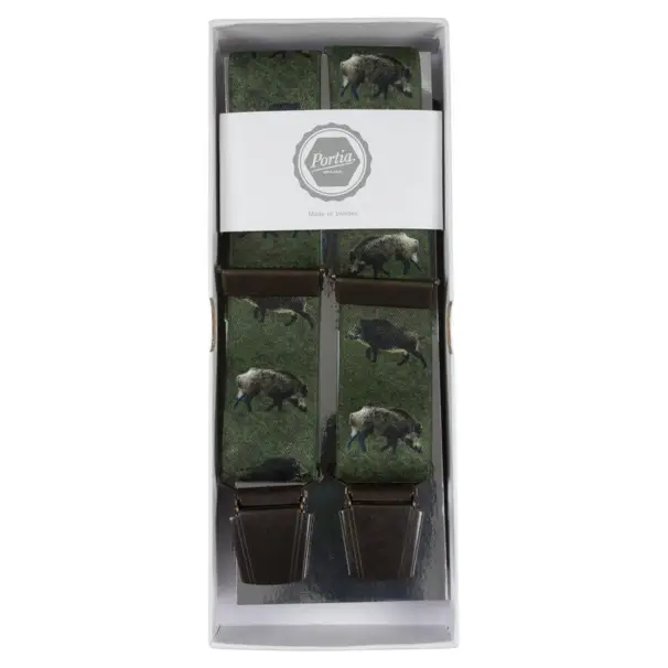 Portia hängslen med vildsvinsmotiv