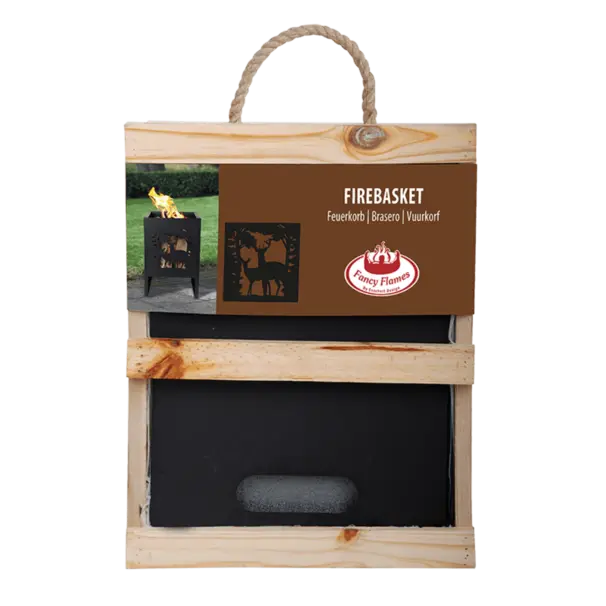 Eldkorg med djurmotiv