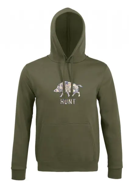 Hoodie med vildsvinsmotiv
