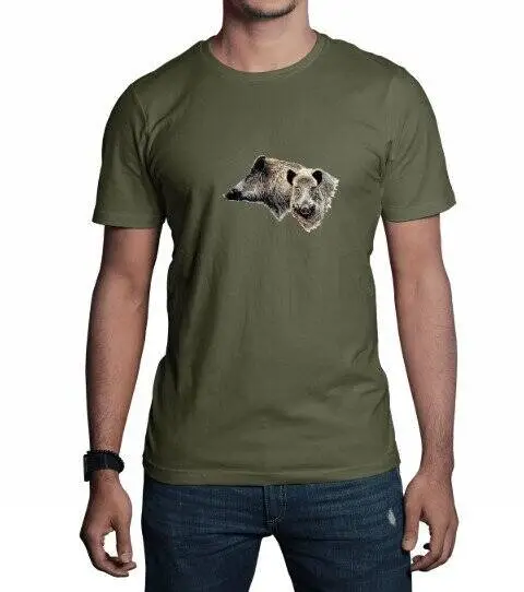 t-shirt med 2 vildsvinsmotiv