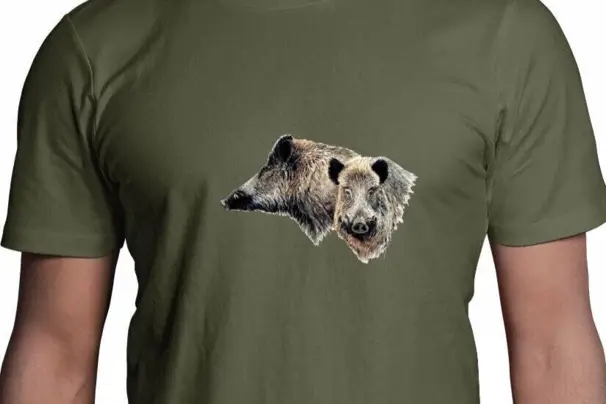 t-shirt med 2 vildsvinsmotiv