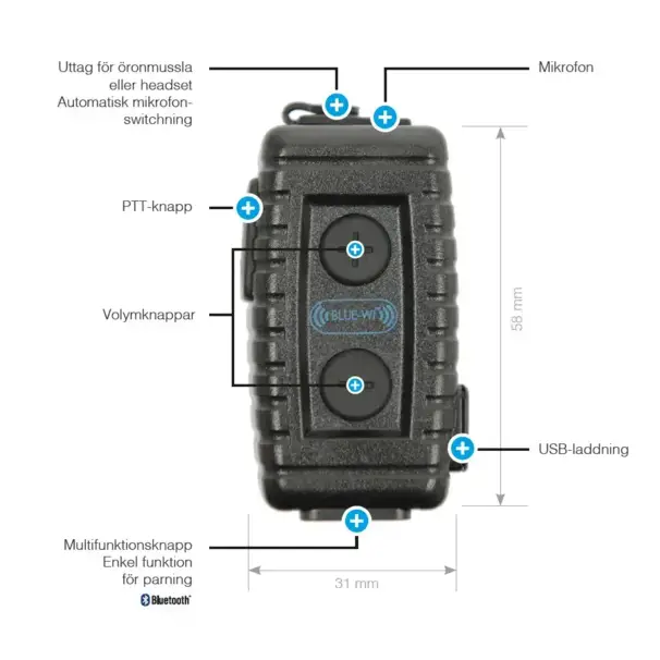 ProEquip PRO-BT Nighthawk 4.1 - BT lavaliermikrofon, inkl. laddningskabel