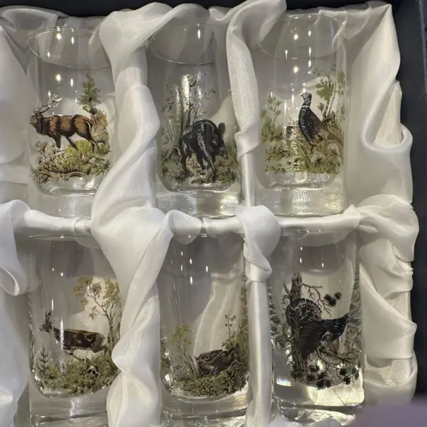 snapsglas med viltmotiv - 6 glas