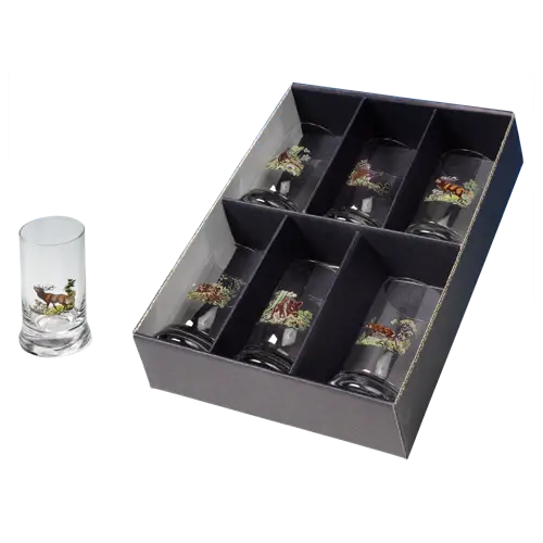 snapsglas med viltmotiv - 6 glas