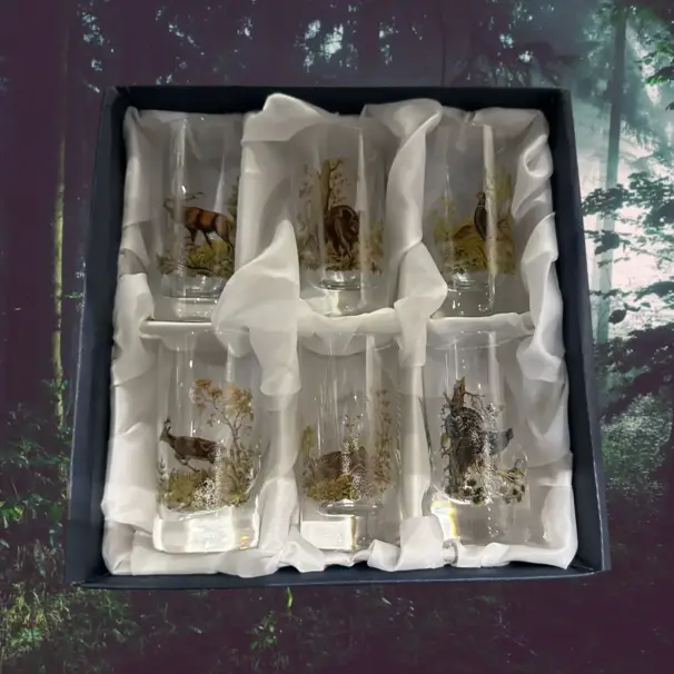 snapsglas med viltmotiv - 6 glas