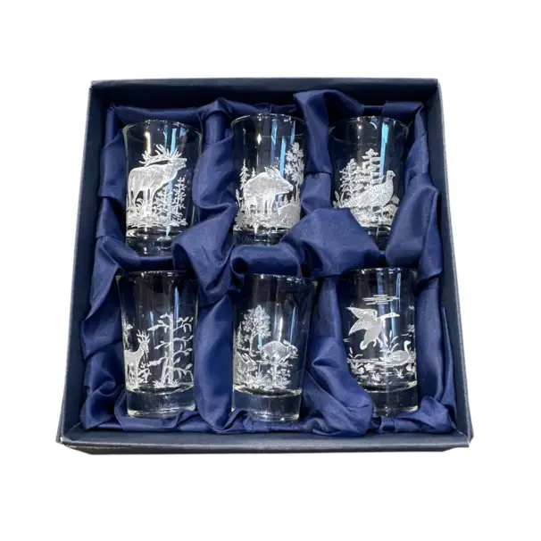 snapsglas med viltmotiv - 6 glas