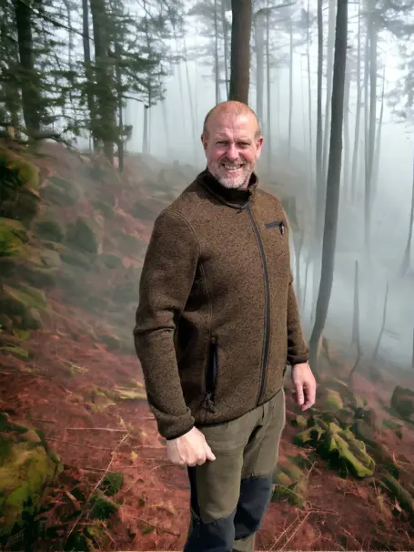 Stickad fleecejacka - brun