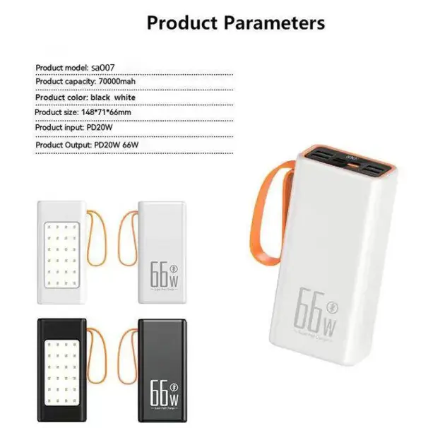 PowerBank 70.000mAh USB-C - 66W/4xUSB