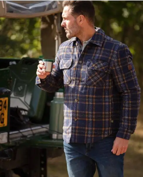 Herr rutig vadderad skogshuggarskjorta - NAVY