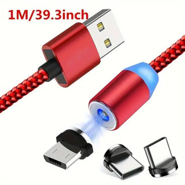 usb till usb-c och usb-micro - kabel - röd