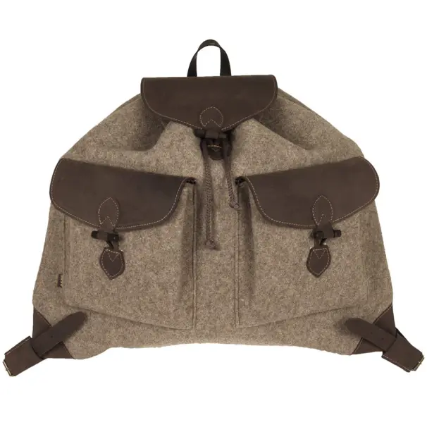 Ryggsäck i loden-ull med 2 fickor