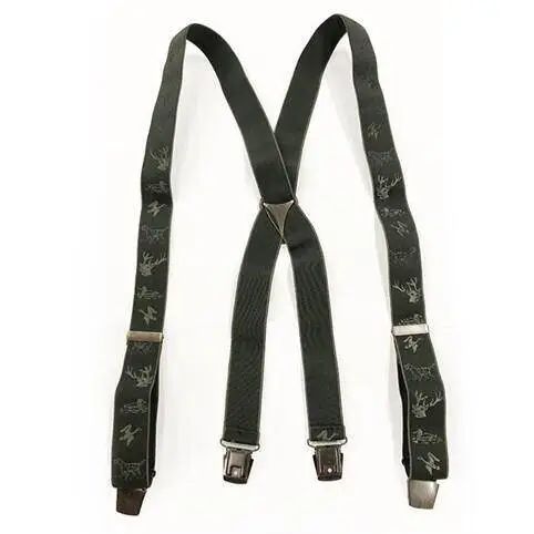 Portia hängslen med hjort- och hundmotiv - grön