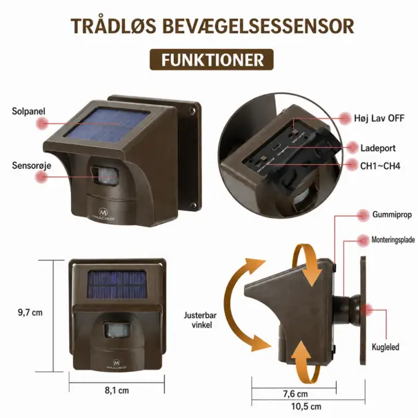 PIR-sensorlarm – solcellsdrivet – dubbelpack