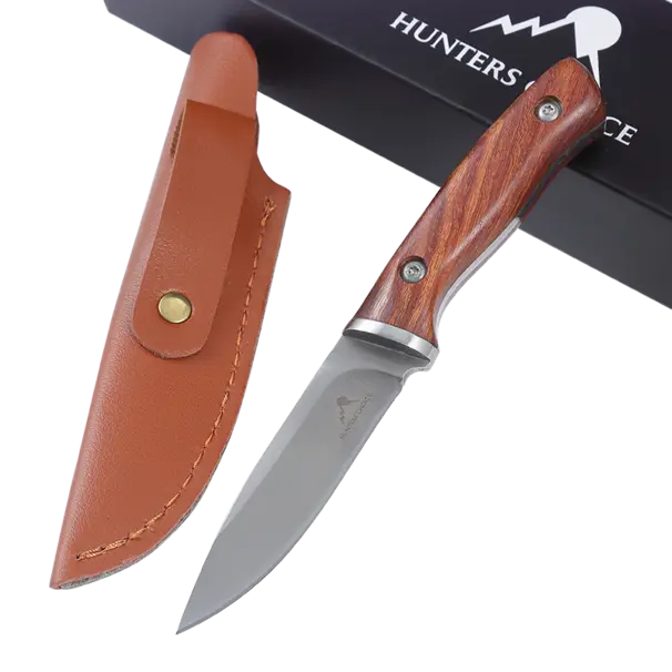 Hunters Choice Strix Jagtkniv – Klassisk jagtkniv med træskaft og læderskede